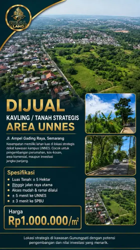 Tanah super strategis di jalan raya Ampel Gading luasan 5 hektar