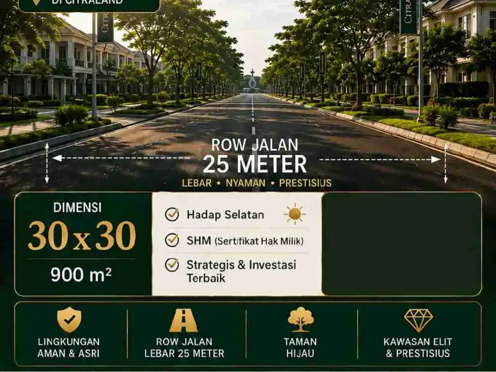 DIJUAL TANAH KAVLING PREMIUM RAYA WATERFRONT CITRALAND HUNIAN ELITE