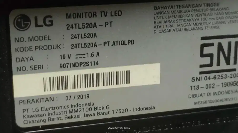 TV LG 24 kondisi normal bisa utk monitor PC,CCTV.