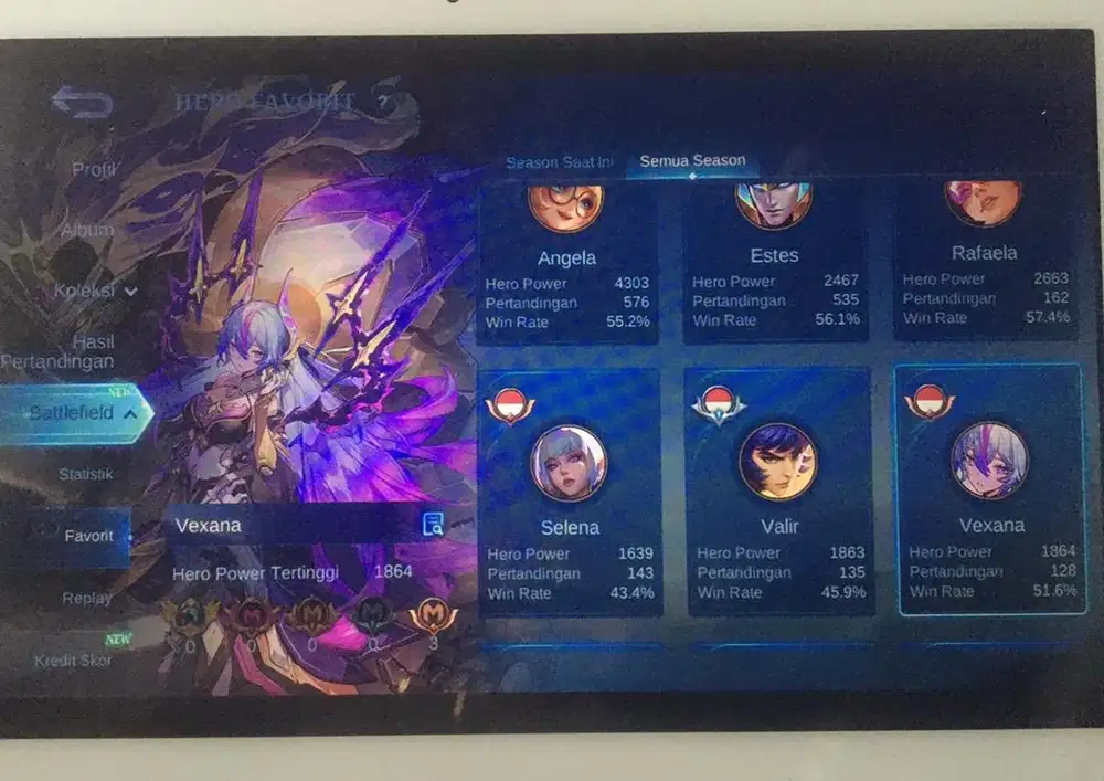 Dijual akun mlbb