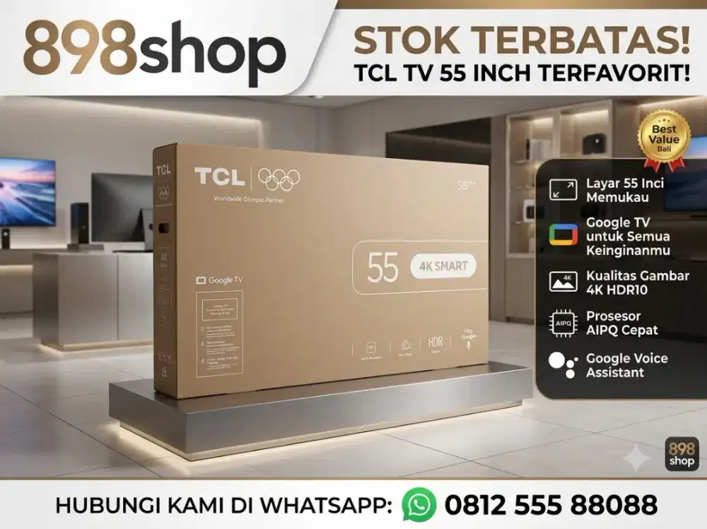 TCL TV 55 Google TV Android UHD 4K Dolby Digital TV Remote Voice Resmi