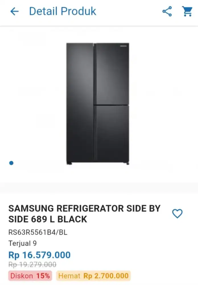 CICILAN SAMSUNG REFRIGERATOR SIDE BY SIDE 689 L BLACK