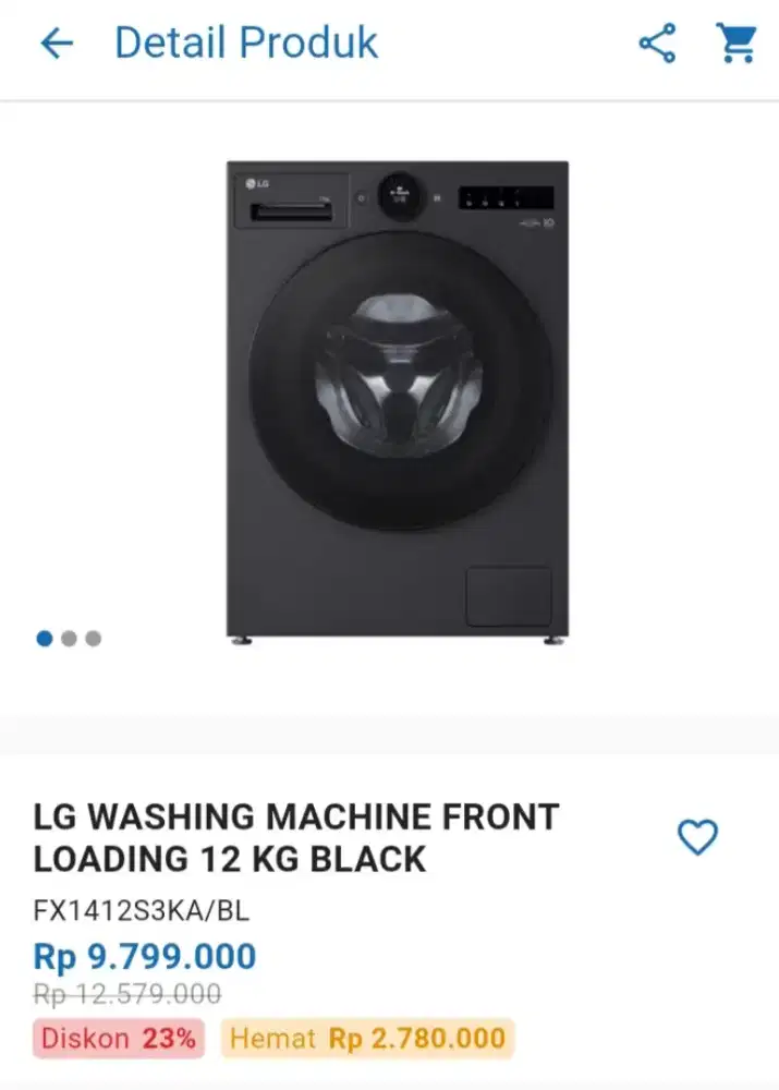 CICILAN LG WASHING MACHINE FRONT LOADING 12 KG BLACK