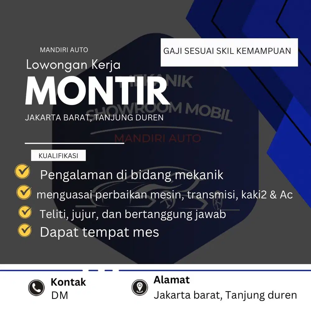 PEKERJAAN MEKANIK MOTOR & mekanik mobil