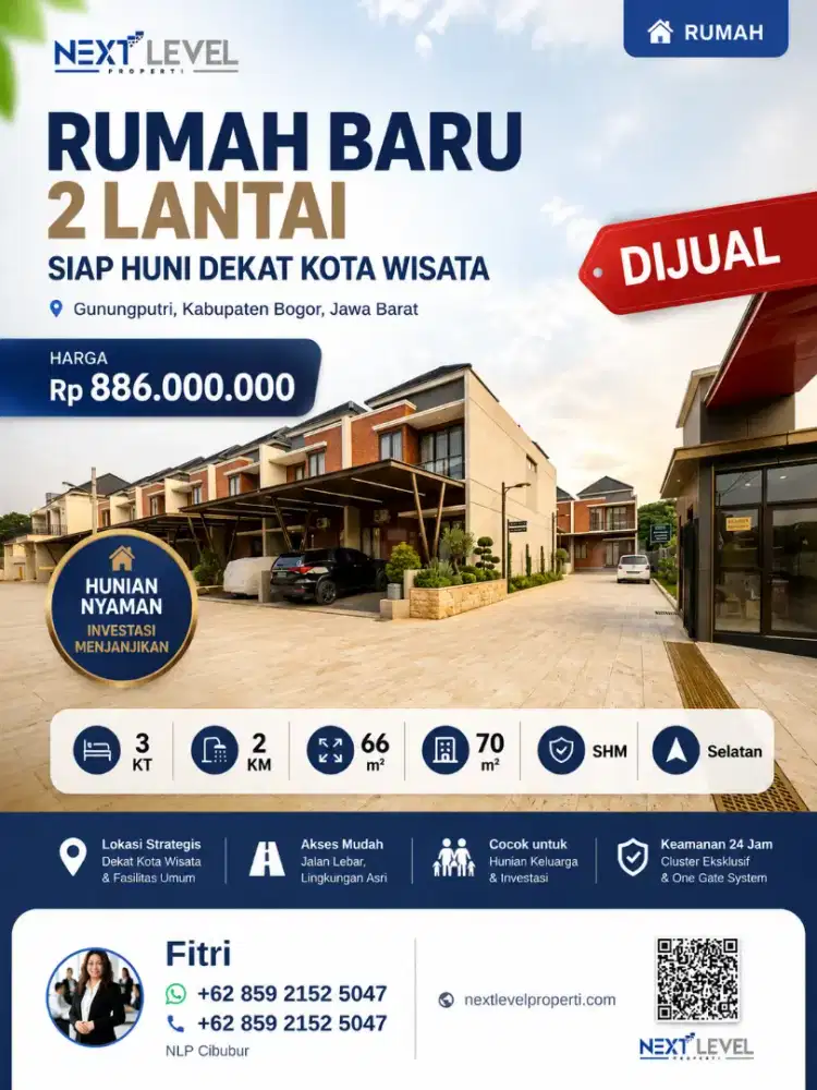 Rumah siap huni 800jt-an dekat tol kota wisata