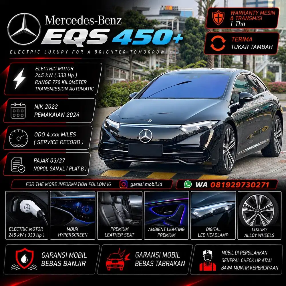 Mercy EQS 450+ 2022 / 2024 / Odo 4rbu Miles