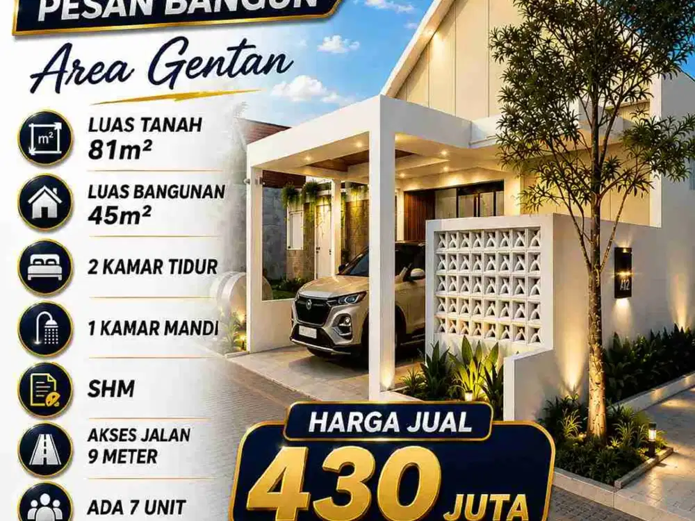 Dijual Rumah Gentan Pesan Bangun
