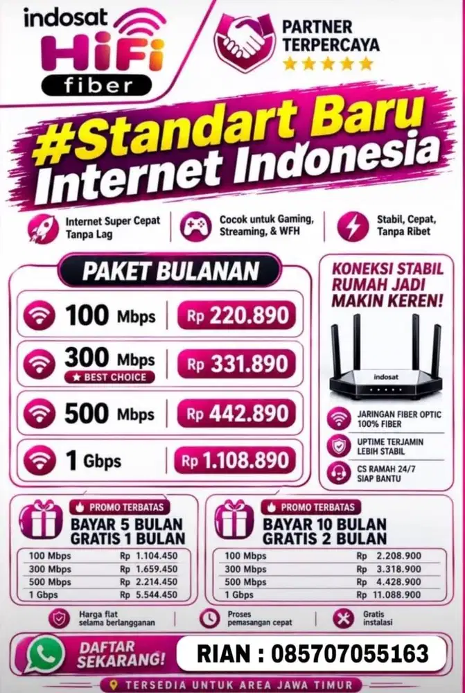 Internet Wifi Hemat, Cepat Ya Hifi Indosat