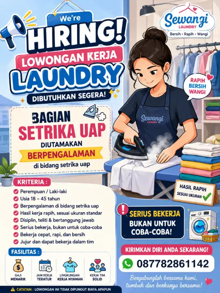 Lowongan kerja laundry setrika uap