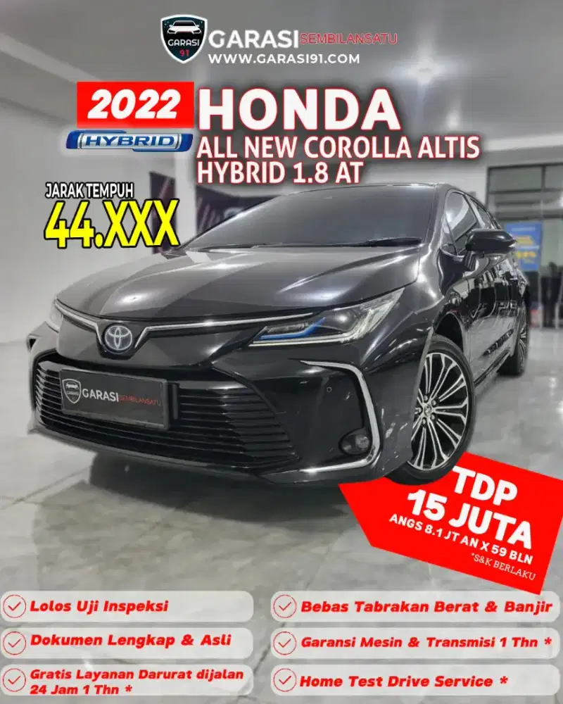 ‼️[ TDP 15 Jt] ‼️Toyota Corolla Altis hybrid 1.8 At 2022