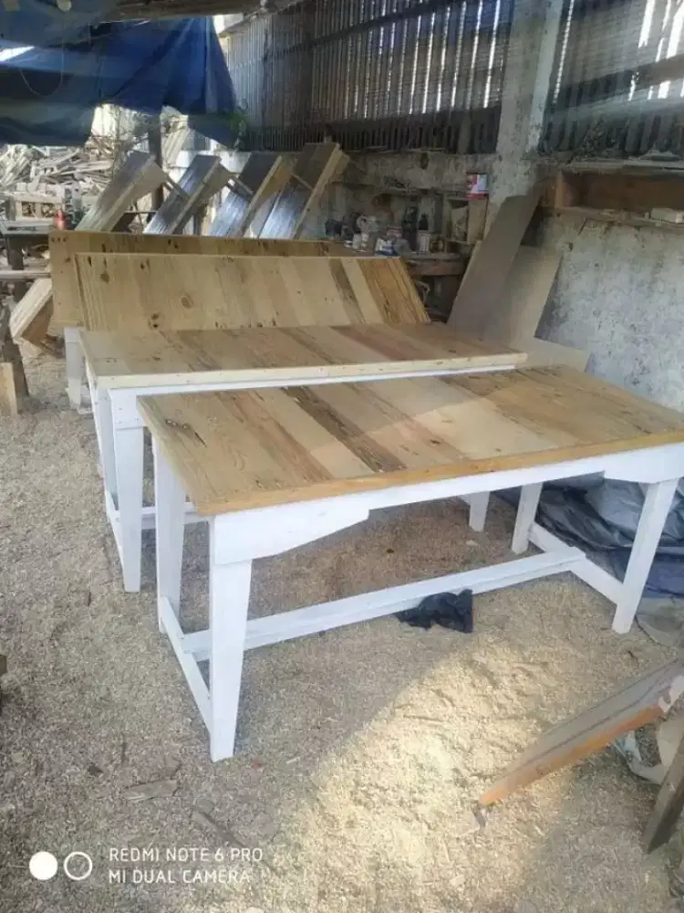 Meja kayu pinus jati belanda warung warkop