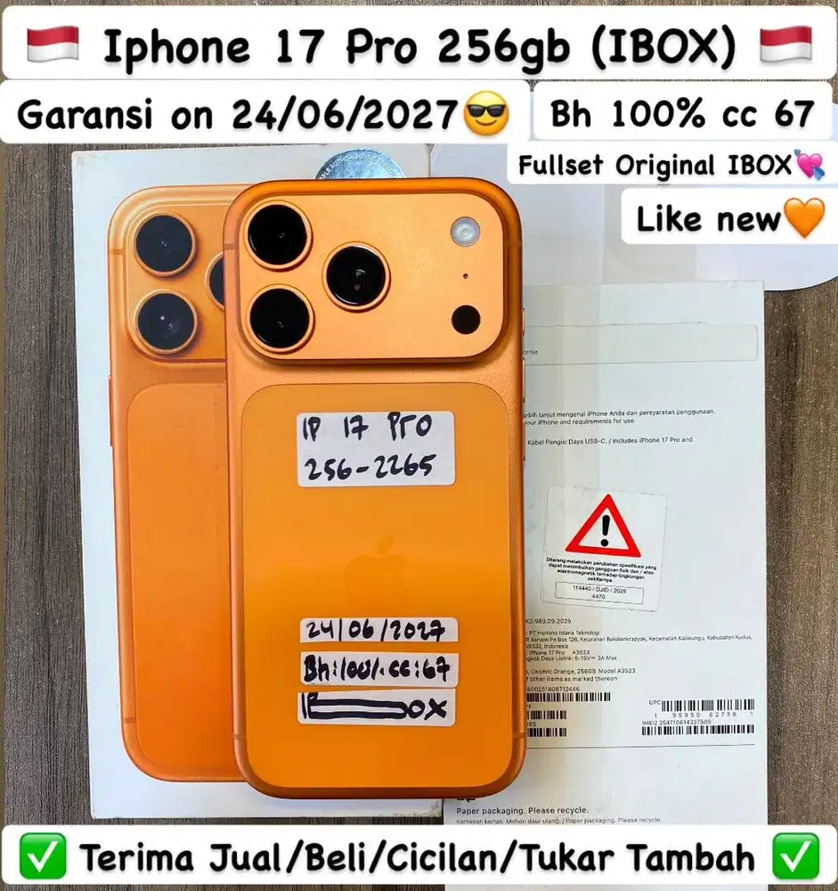Iphone 17 Pro 256 Gb Cosmic orang batre 100%