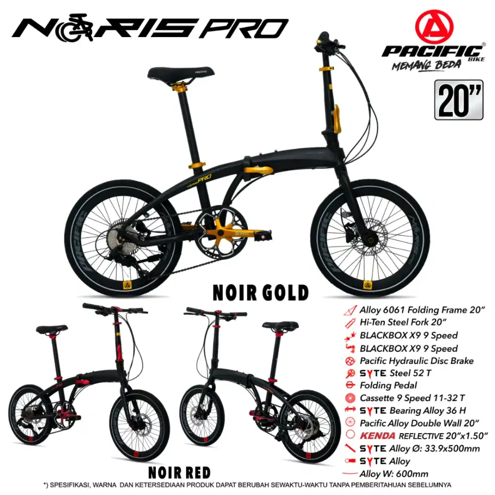 Sepeda Lipat Pacific Noris Pro UK20 sdah 9speed