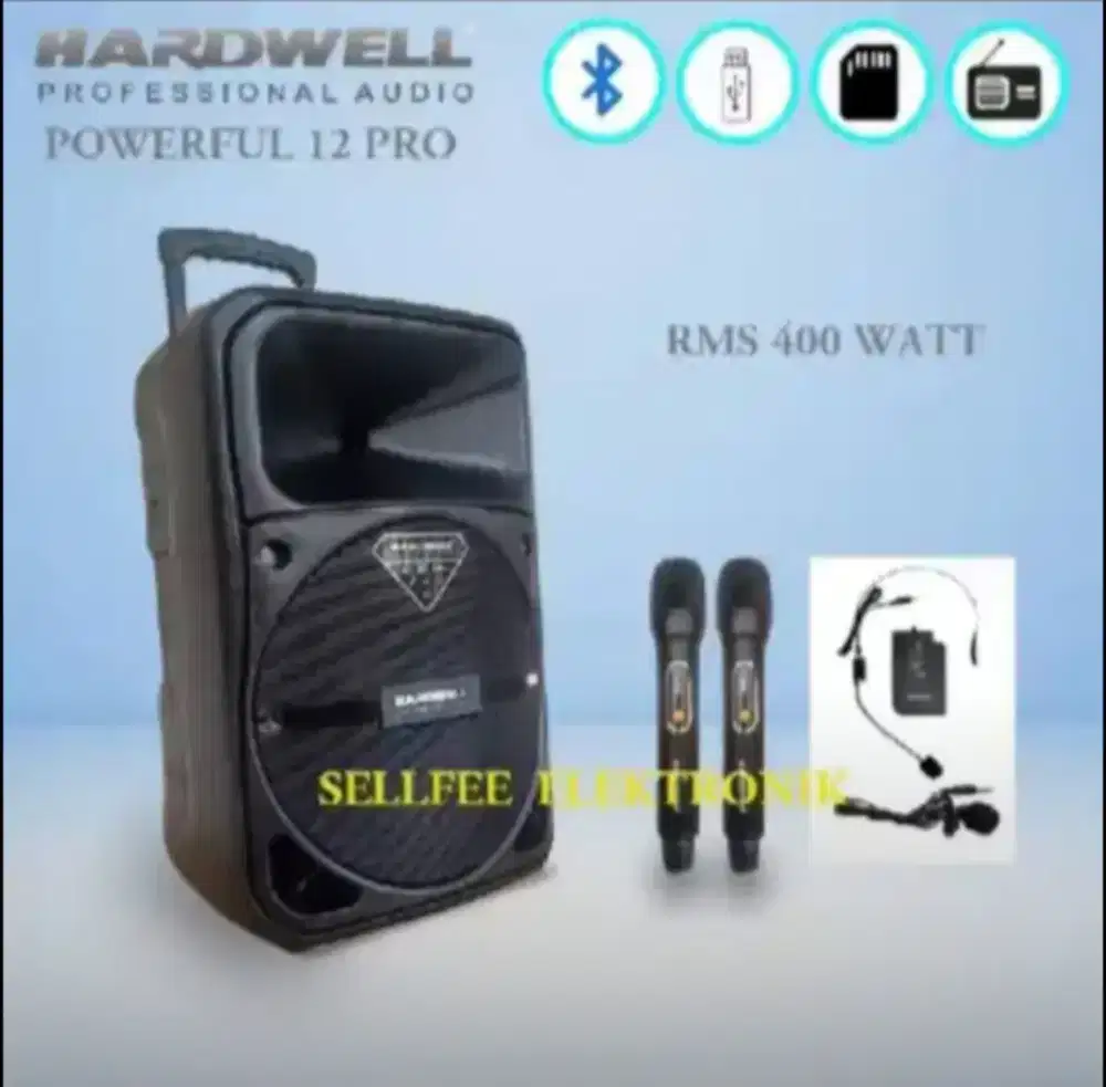 Speaker portable 12 inch bluetooth hardwell powerfull 12pro 400watt