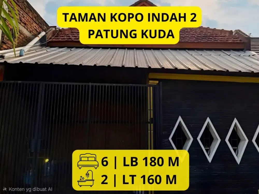 DIJUAL RUMAH – TAMAN KOPO INDAH 2, PATUNG KUDA LT 160 m² | LB 180 m² | 6 KT | 2 KM | SHM