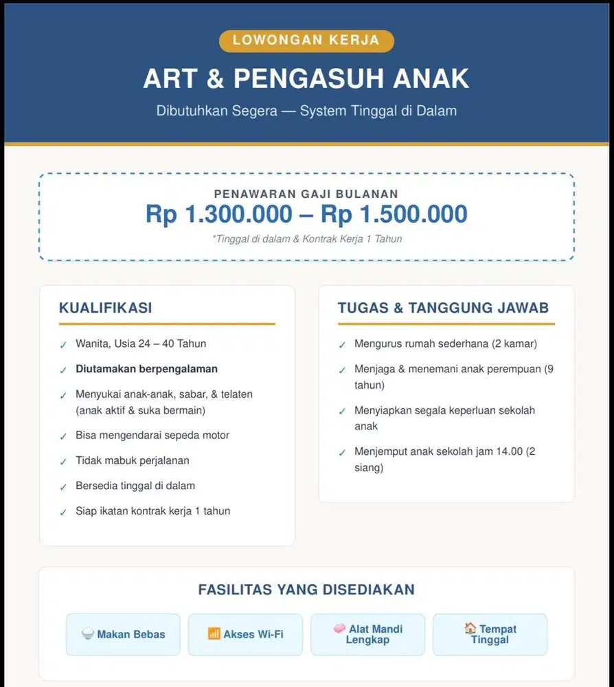 LOWONGAN ART dan jaga anak