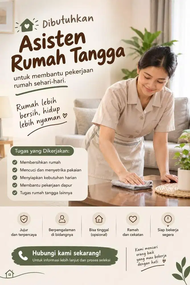 Dicari Asisten Rumah Tangga