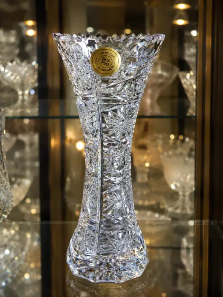 Kristal Vase Bohemia asli Ceko D24