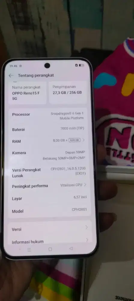 Oppo Reno 15F 5G mulus dan lengkap