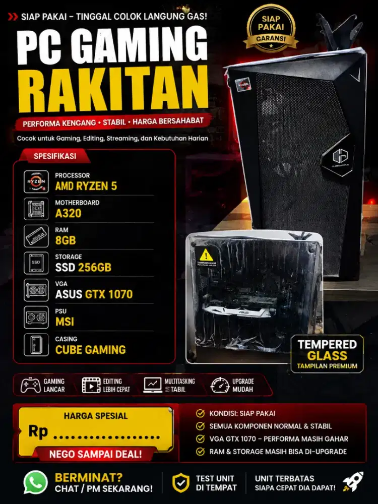 PC Rakitan Ryzen 5 + GTX 1070