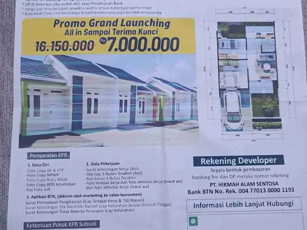 DIJUAL RUMAH SUBSIDI DEKAT KRL