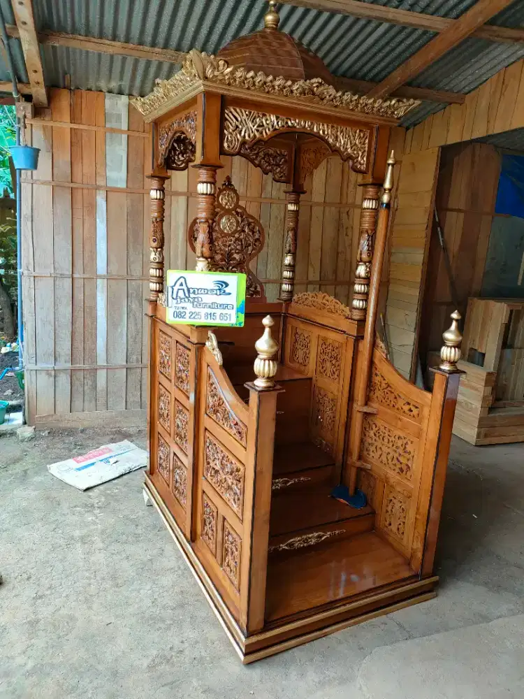 Mimbar masjid kuba ukiran terbaru full kayu jati