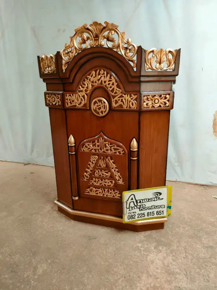 Mimbar masjid podium full kayu jati