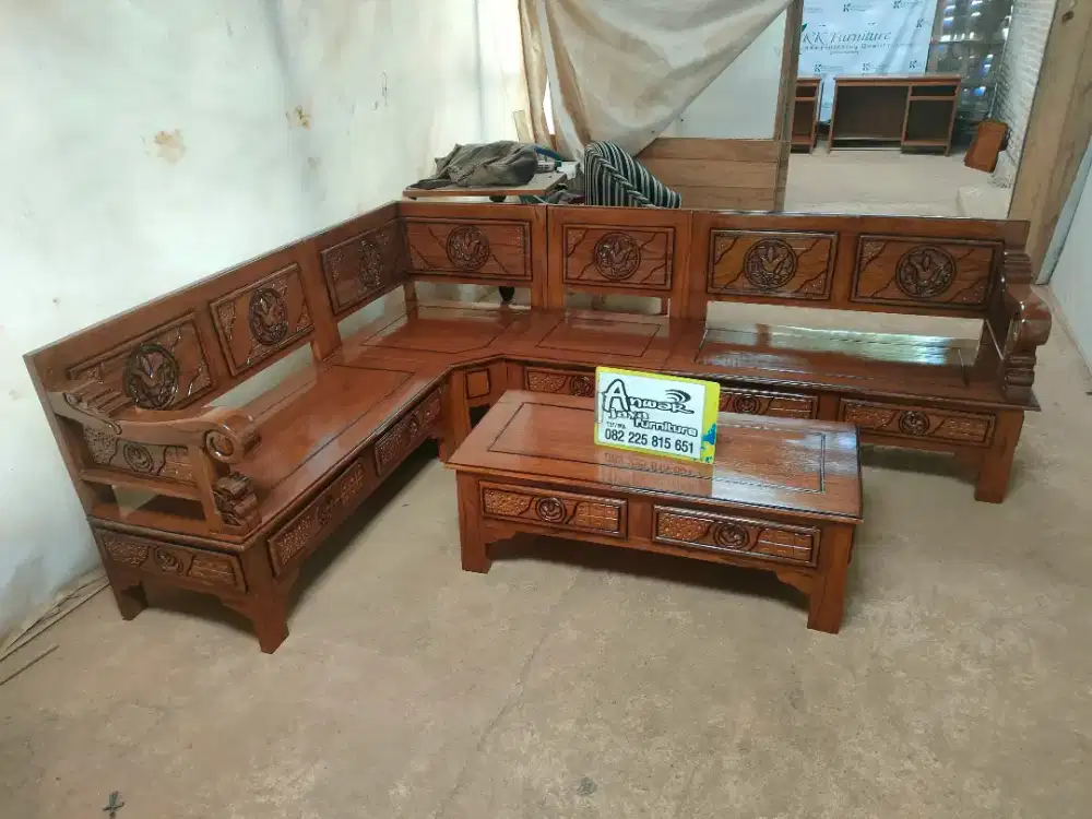 Kursi tamu sudut terbaru full kayu jati