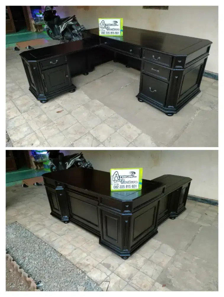 Meja kantor minimalis full kayu jati