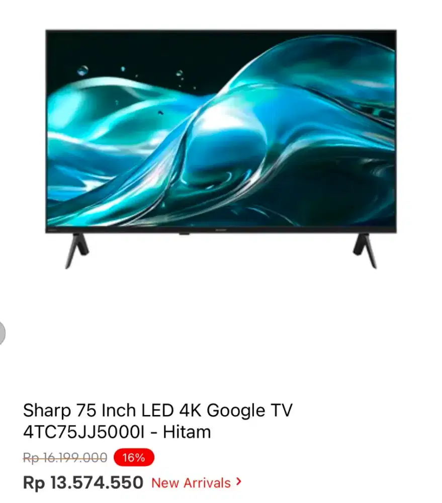 SHARP 75 INCH LED 4K GOOGLE TV 4T-C75JJ500I