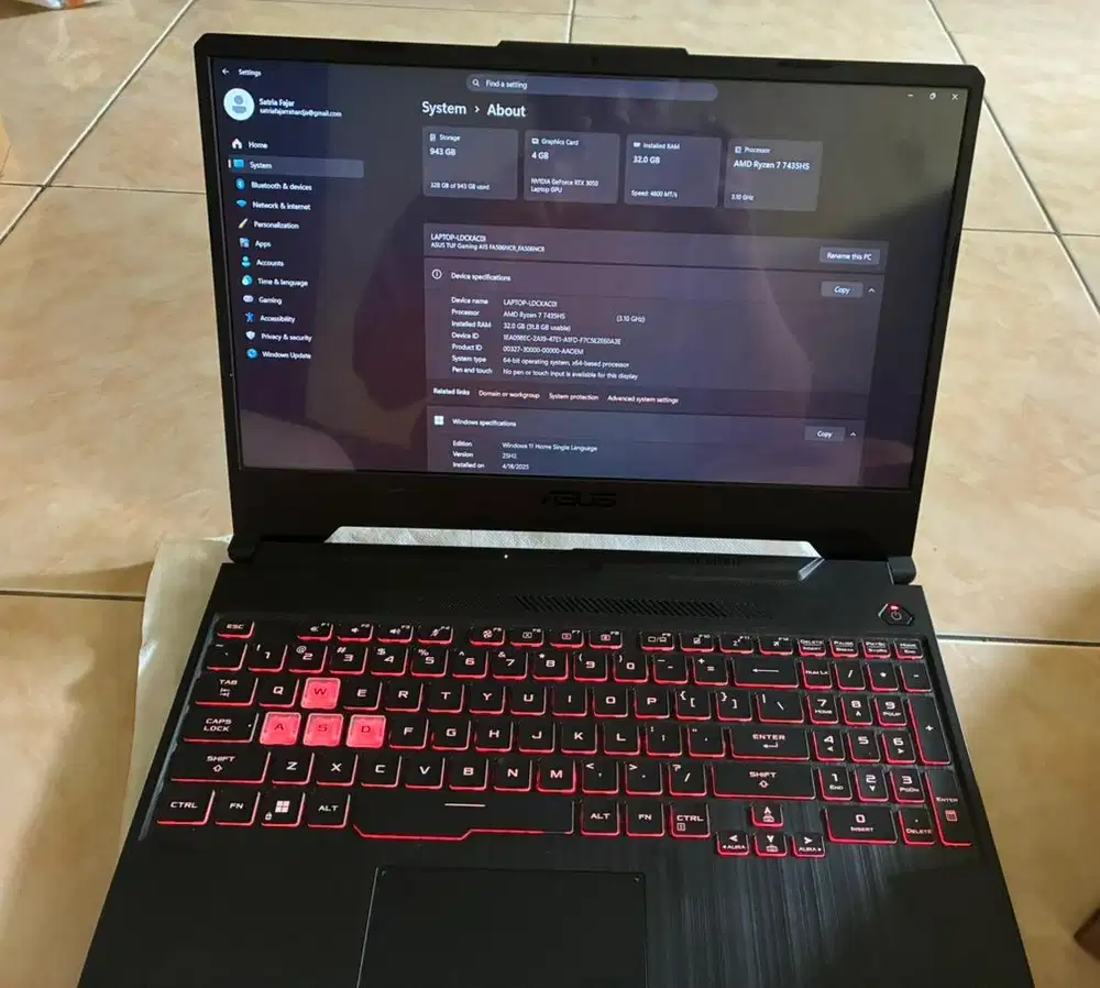Asus TUF Gaming A15 Ram32 SSD1TB