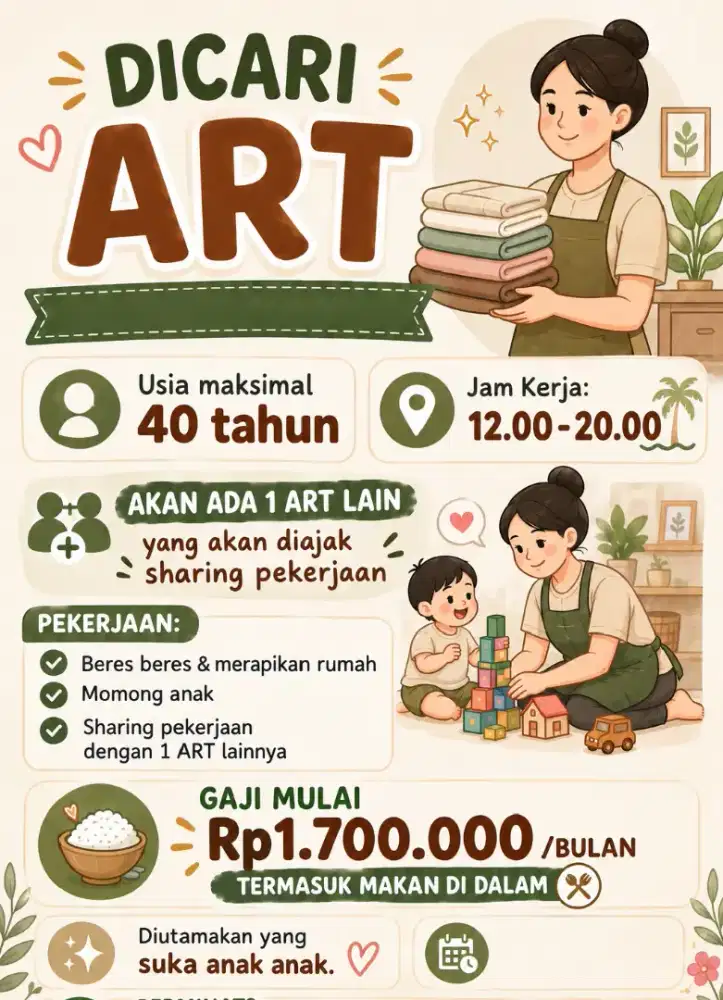 LOWONGAN ASISTEN RUMAH TANGGA