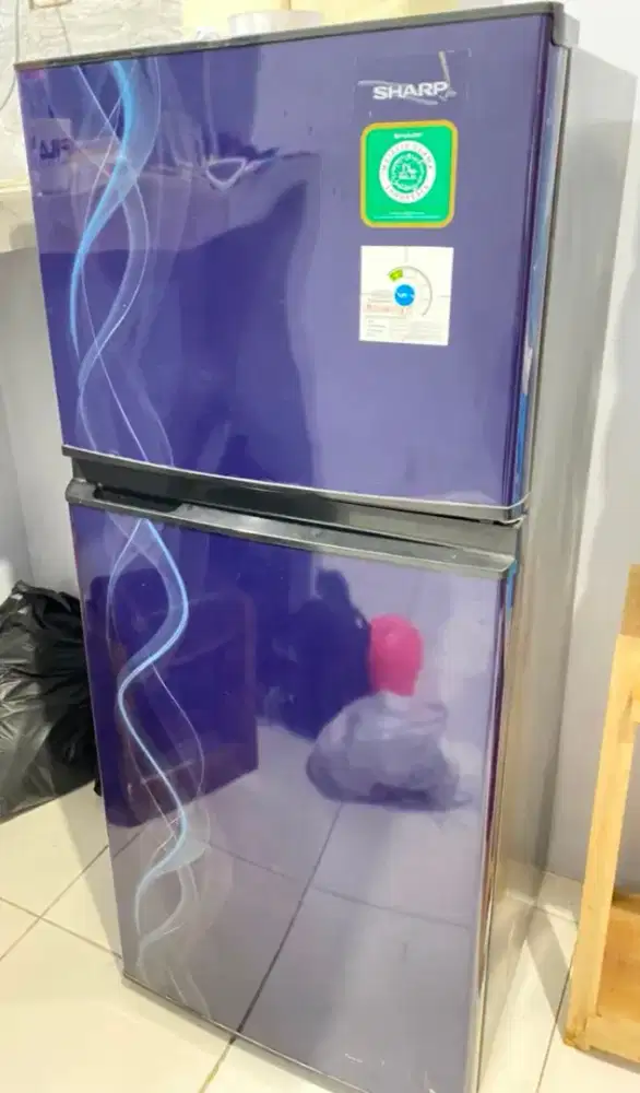 Kulkas Sharp 2 Pintu Warna Biru Motif