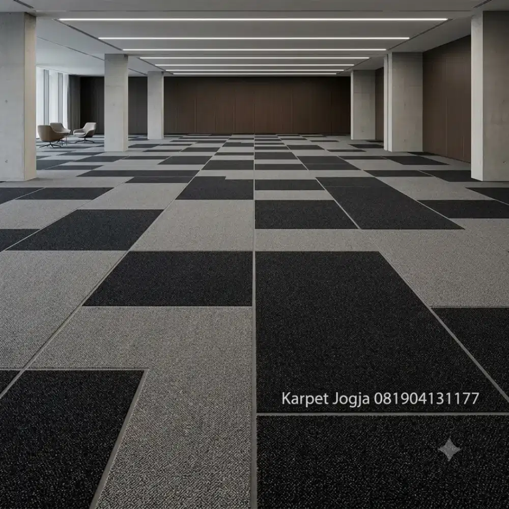 Karpet tile hitam dan abu-abu
