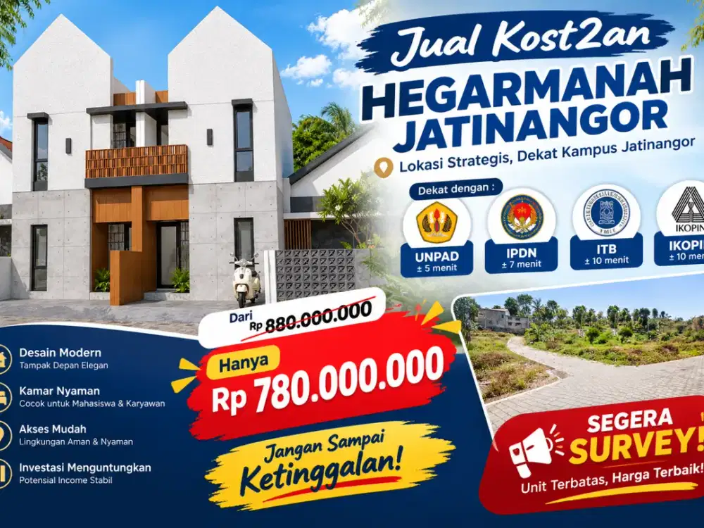 Kost Dijual di Hegarmanah Jatinangor Dekat UNPAD – Harga Promo Rp780 Juta
