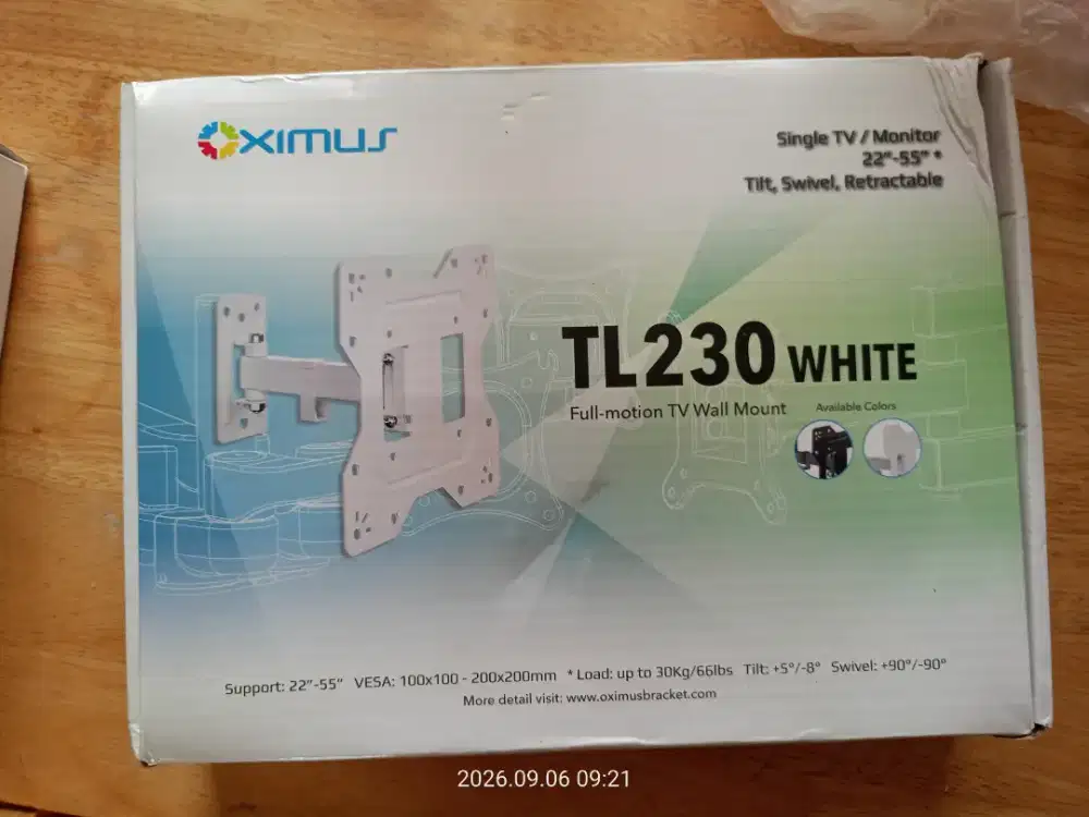 Braket tv baru warna putih