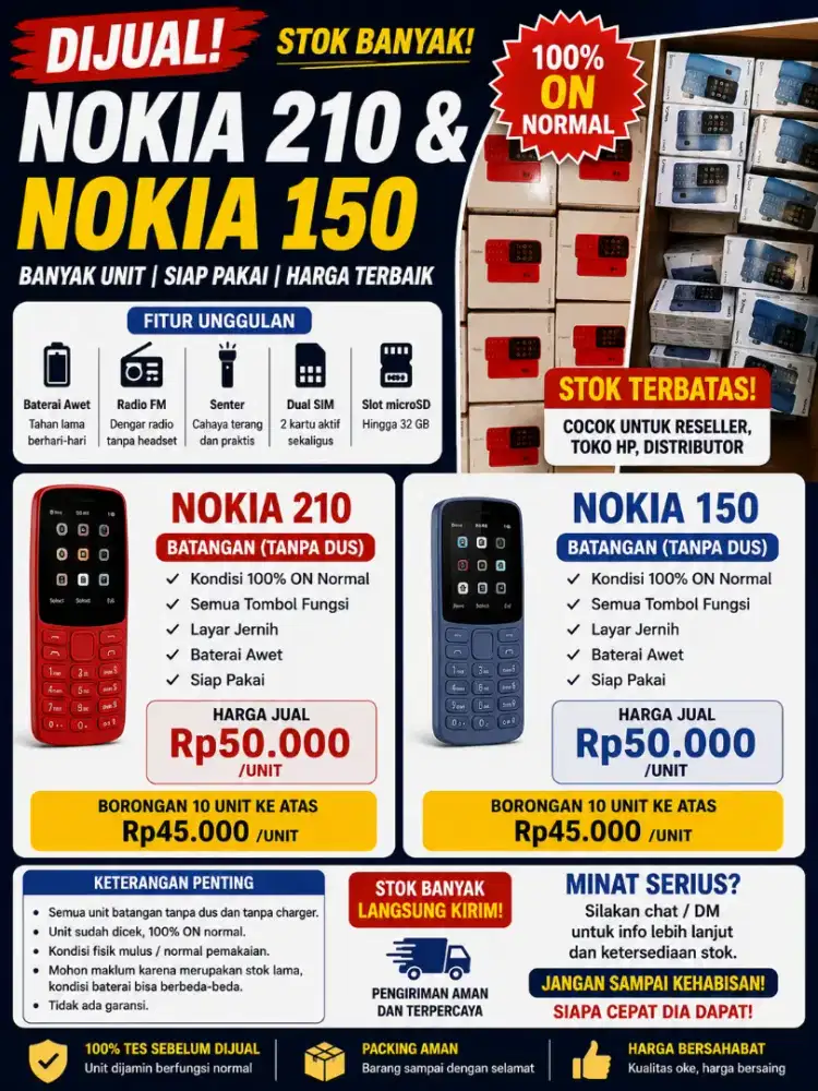 Dijual Nokia 210 dan Nokia 150 kondisi batangan