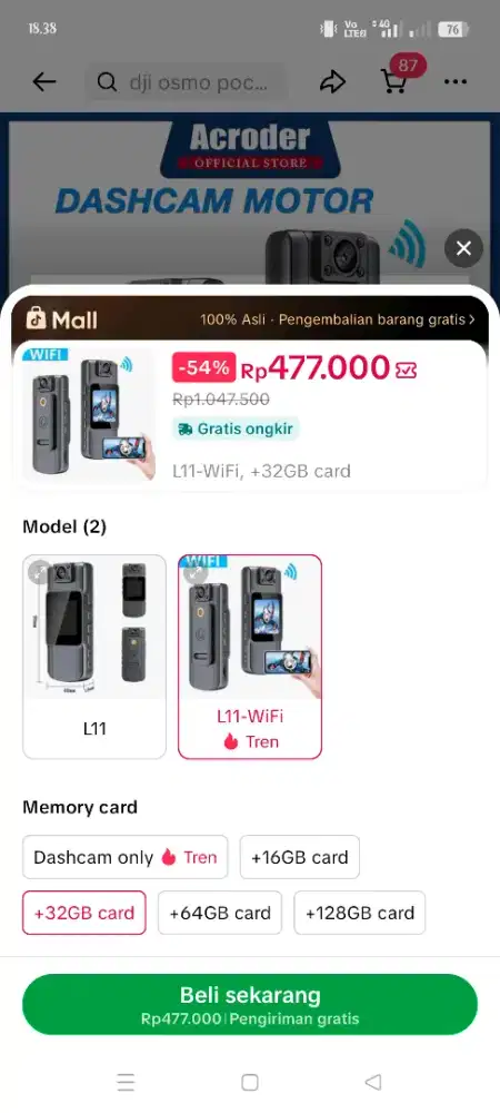 Jual Cepat Camera Dascame Acroder