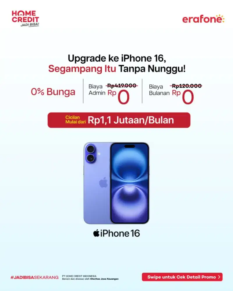 Iphone 16 new garansi kredit cicilan 0% dg home credit
