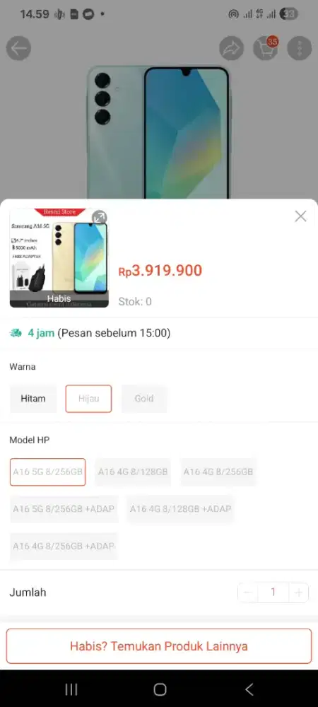 Samsung A16 5G warna hijau