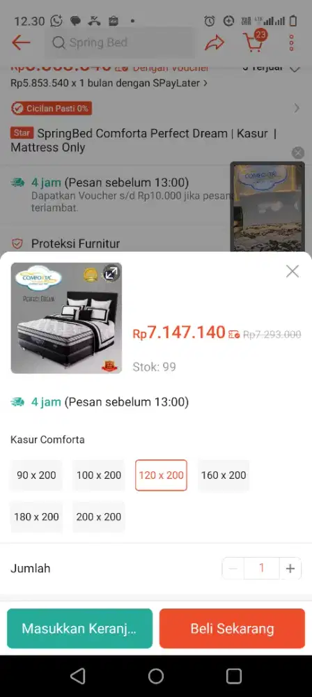 Kasur + Dipan Comforta 120