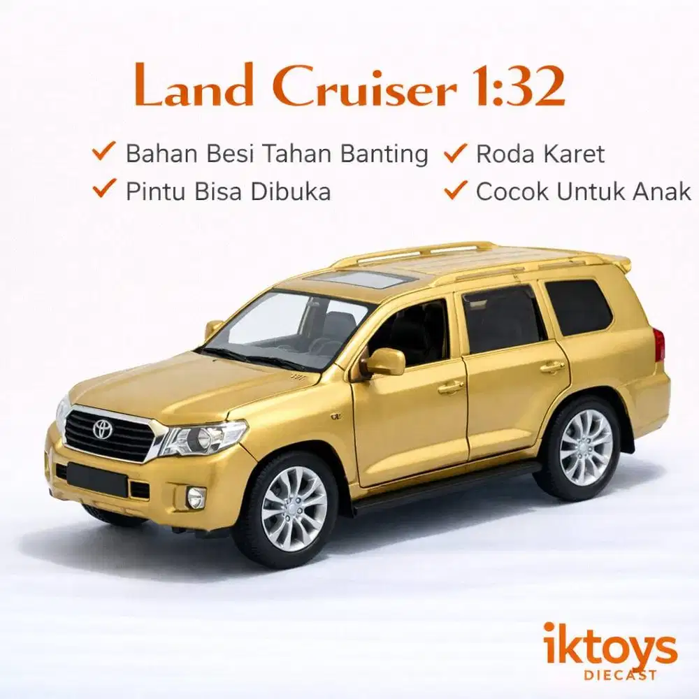 diecast mobil toyota land cruiser 1:32 miniatur besi