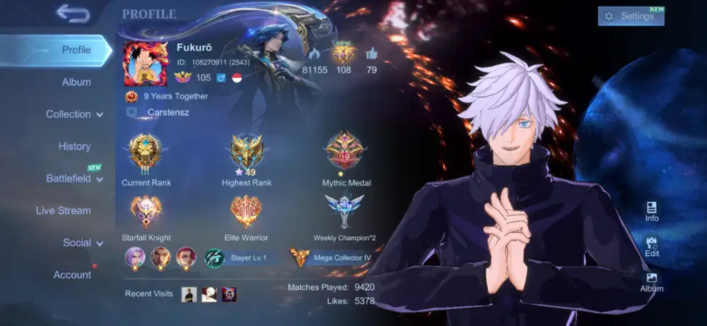 Jual Akun Mobile Legends SkinGG + Recal Tas-tas