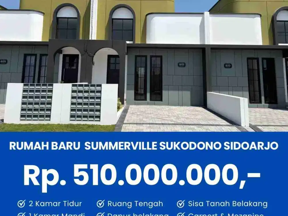 Jual rumah baru tipe the vellarose lokasi summerville Sukodono Sidoarjo
