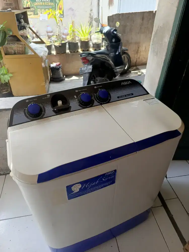 Mesin cuci merek AQUA HIJAB SERIES 8kg normal Joss tinggal pake bosku