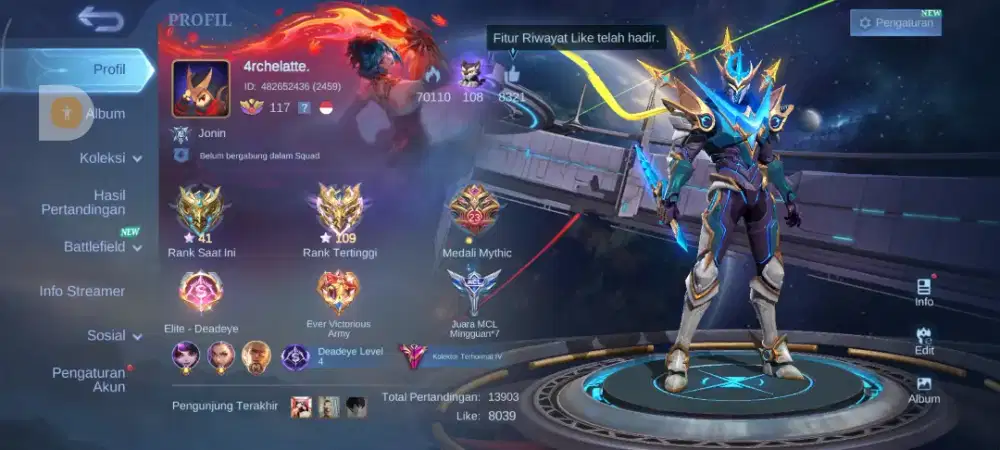 Jual Akun mobile legends legend gusion ex imo