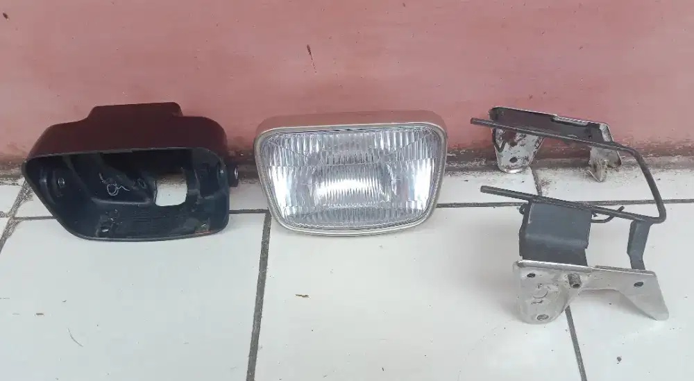 Headlamp/lampu depan oval rx king new/scorpio set breket original