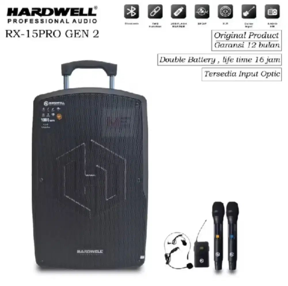 Speaker portable 15 inch bluetooth hardwell 15