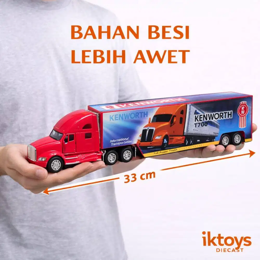 Mainan Truck Trailer Kenworth T700 1:32 Besar 33cm Bisa Lepas Kontaine