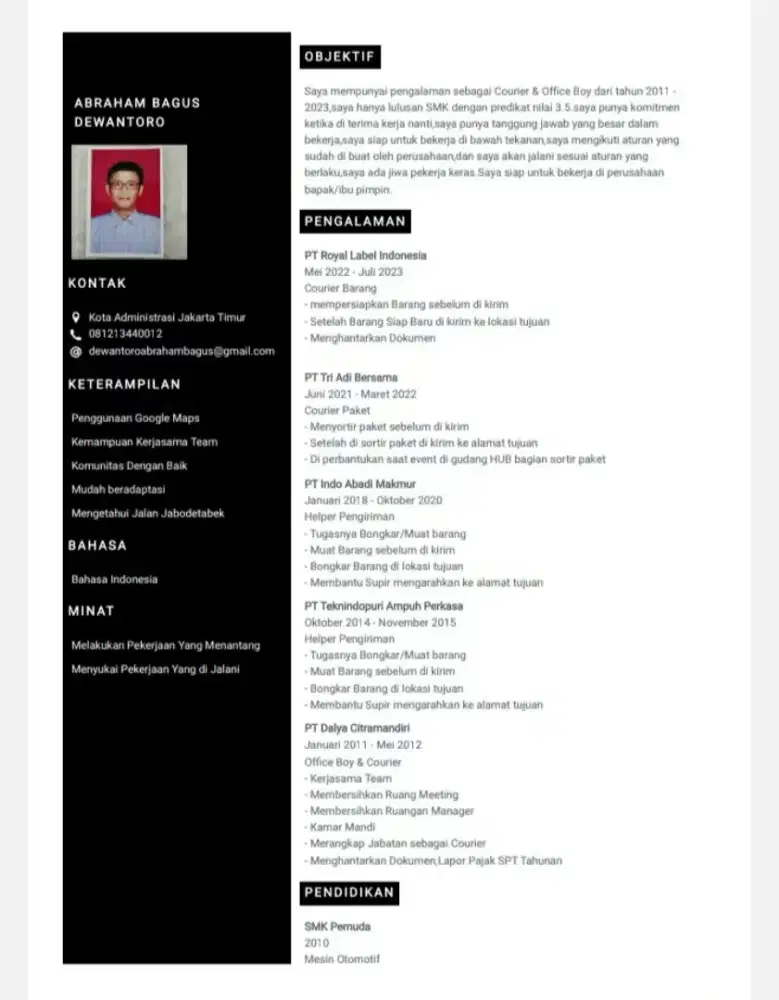 Mencari Pekerjaan Office Boy , Serabutan